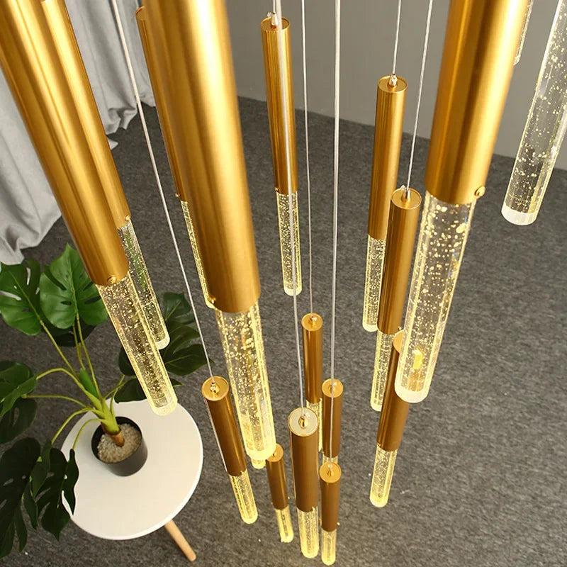 DecorBites™ Crystal Gold Chandelier for Living Room Staircase Kitchen - Modern Nordic Design