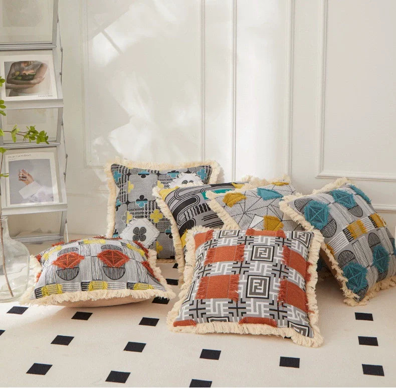 DecorBites™ Artistic 45x45 Handmade Cloth Cushion Cover Pillowcase Design