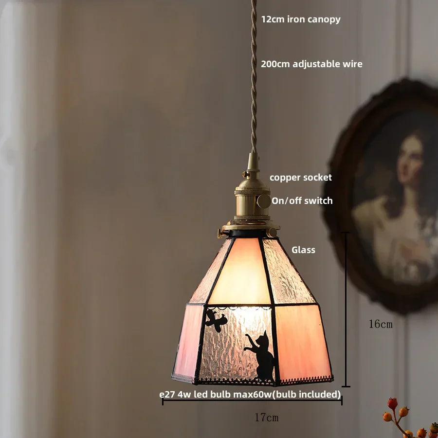 DecorBites™ Colorful Glass Tiffany Style LED Pendant Lamp, Modern Hanging Light Fixture