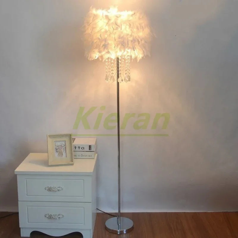 DecorBites™ Crystal LED Feather Floor Lamp for Modern Nordic Living Room Decor
