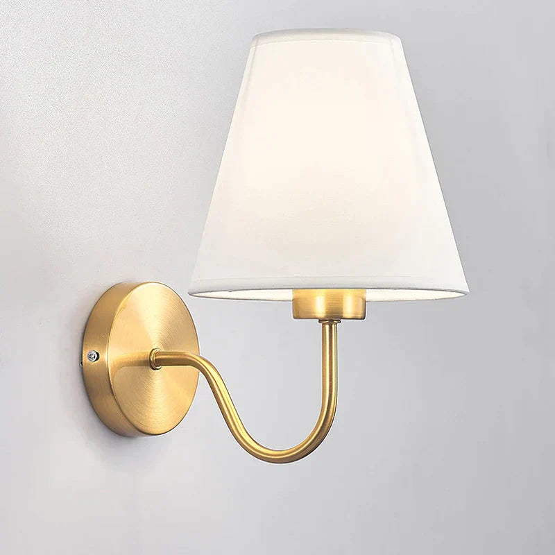 DecorBites™ Gold Fabric Wall Lamp: Modern Nordic Bedroom Light Fixture for Hotel Aisle & TV Background.