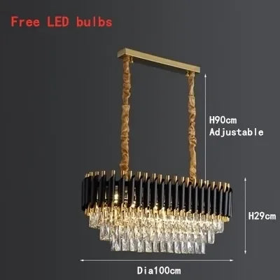 DecorBites™ Crystal LED Pendant Light Chandelier: Modern Black Luxury Lighting for Home Decor