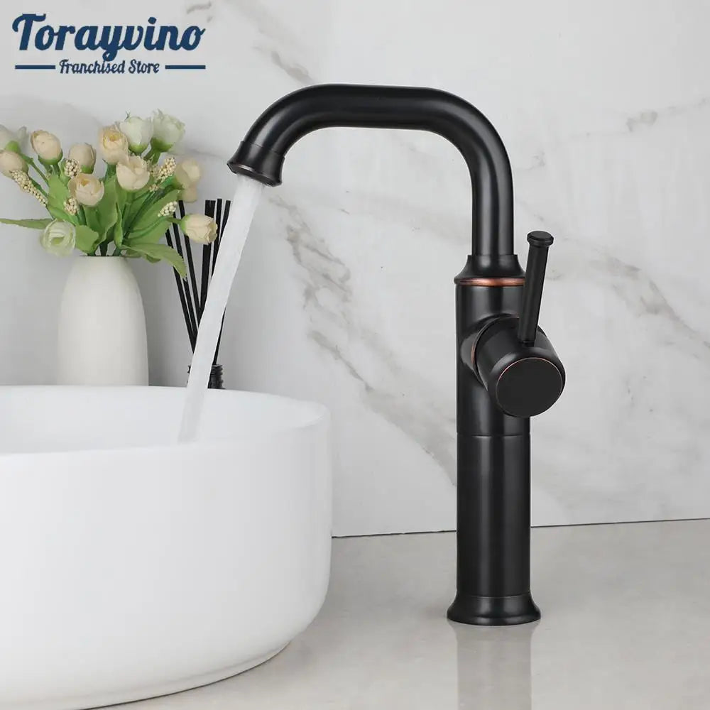DecorBites™ Antique Brass/Oil Rubbed Bronze Bathroom Faucet Deck Mount Single Handle Mixer Tap