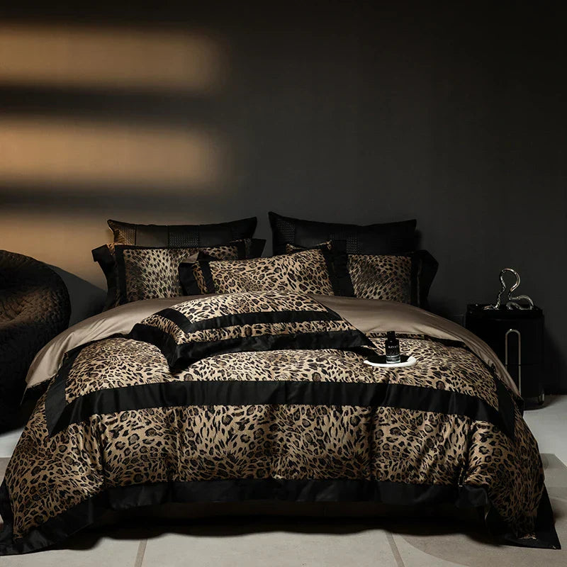 DecorBites™ Leopard Print Luxury Bedding Set - Queen/King Size Duvet Cover, Sheet, Pillowcases