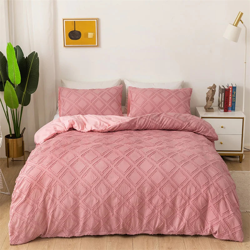 DecorBites™ Geometric Cut Flowers Bedding Set: Queen King Size Duvet Cover Pillowcases
