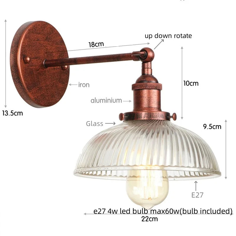 DecorBites™ Clear Glass LED Wall Sconce | Industrial Rural Stair Light Fixtures