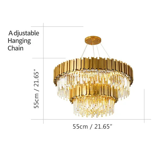 DecorBites™ Gold Black Crystal Chandeliers LED Ceiling Light for Luxe Living & Hospitality