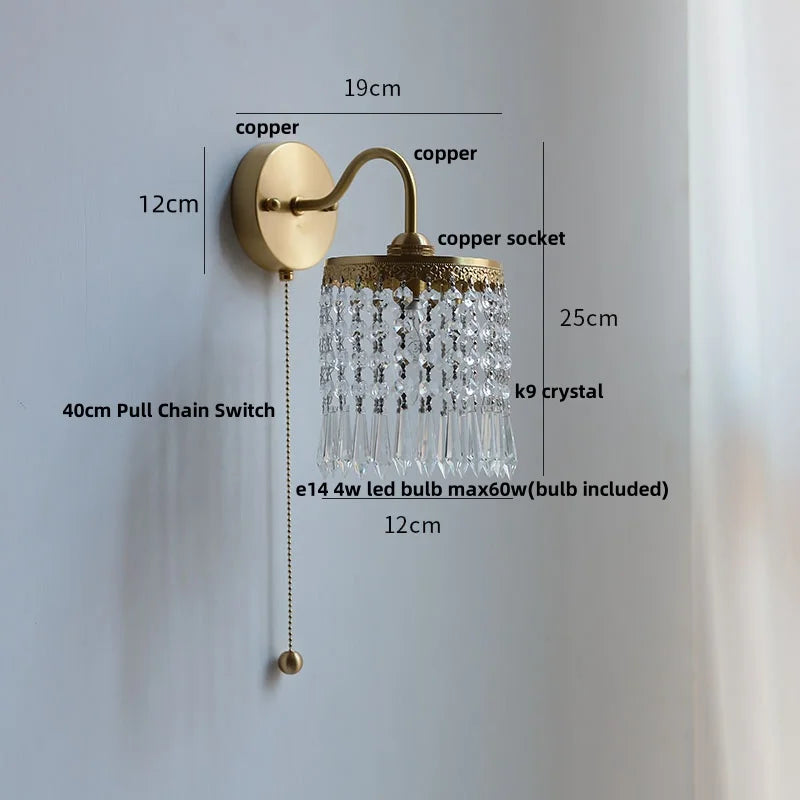 DecorBites™ Conch Copper LED Wall Light Fixture with Pull Chain Switch