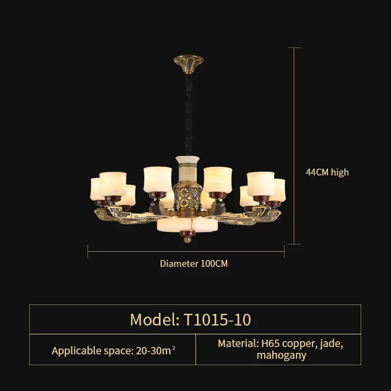 DecorBites™ All Copper Marble Jade Chandelier: Luxury Living Room Hall Bedroom Lighting