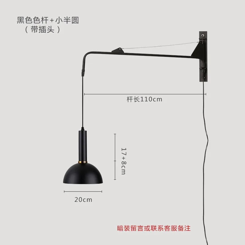 DecorBites™ Gold/Black Swing Arm Wall Lamp LED E27, Adjustable & Rotatable Sconce