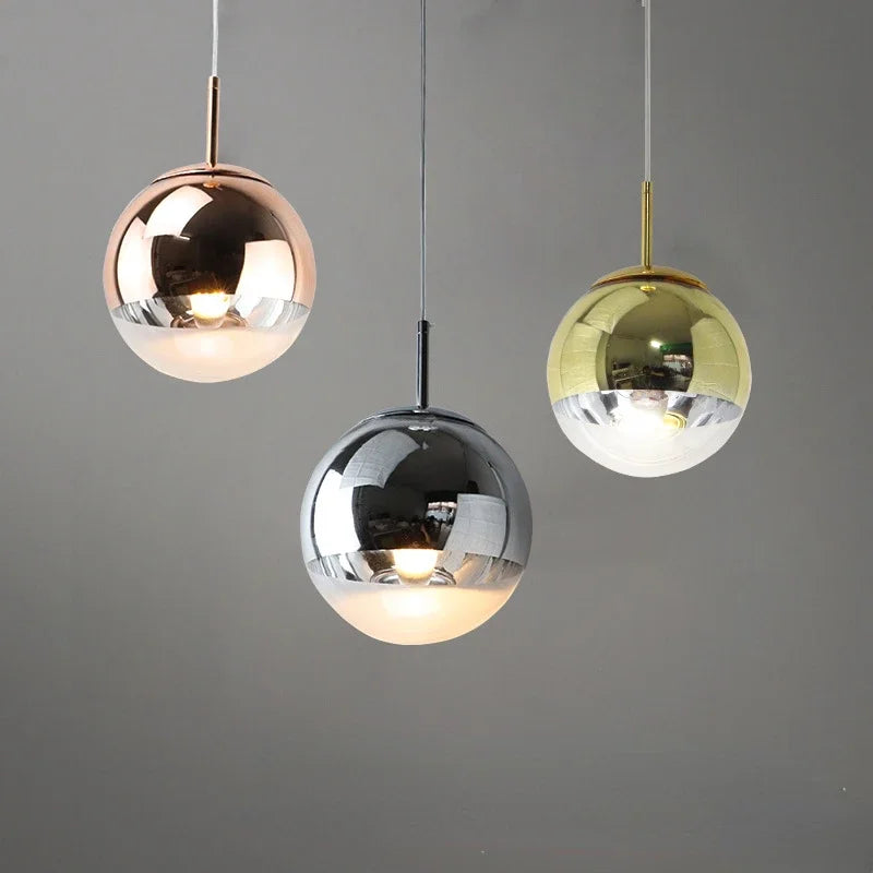 DecorBites™ Glass Ball Pendant Lights - Modern Electroplated Hanging Lamp Fixture