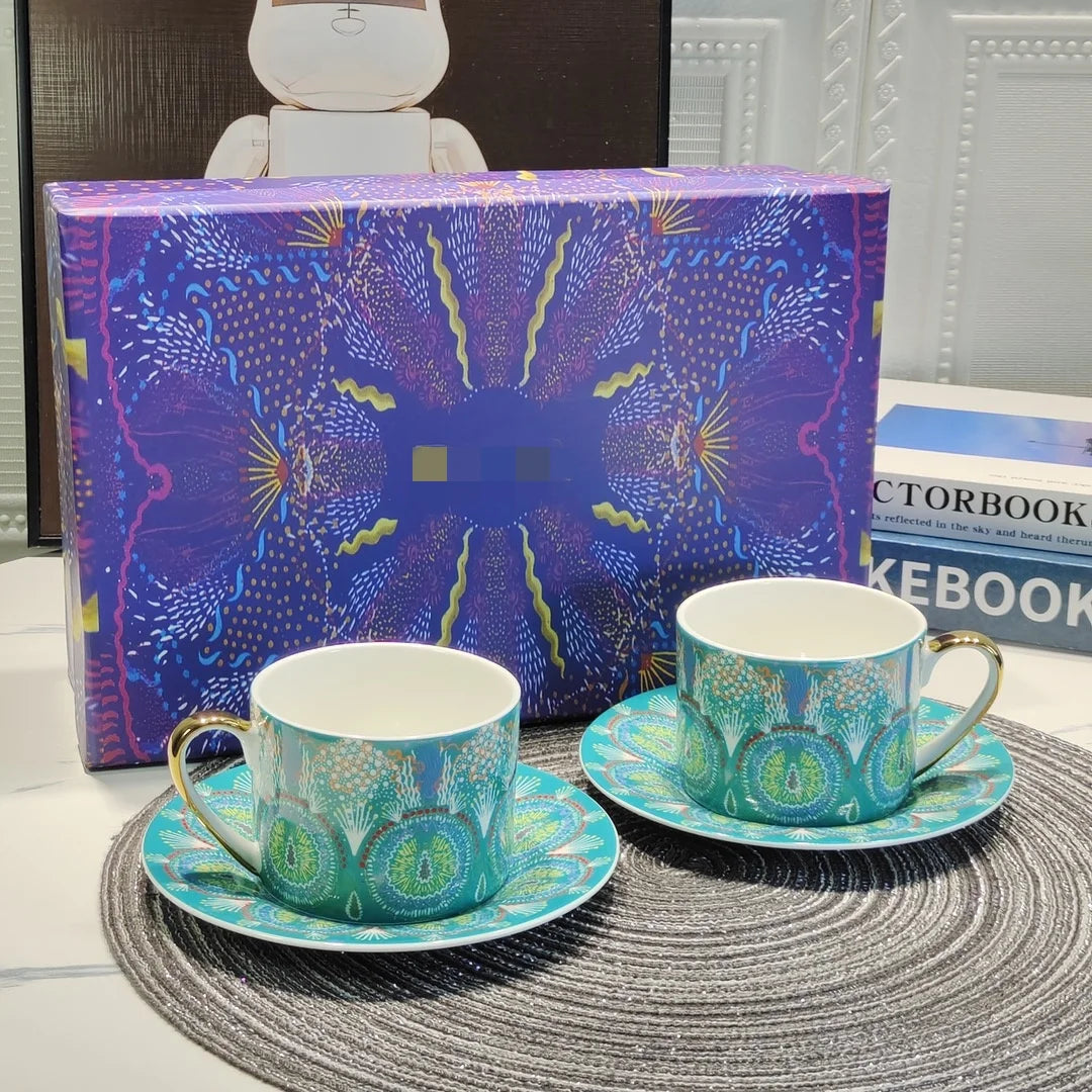 DecorBites™ Bone China Coffee and Tea Cup Set with Saucer, Teaware, Dessert Dish