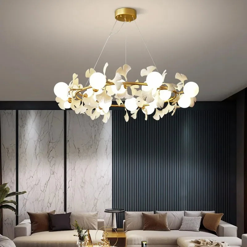 DecorBites™ LED Gingko Leaf Branch Ceiling Chandelier Modern Living Room Bedroom Light