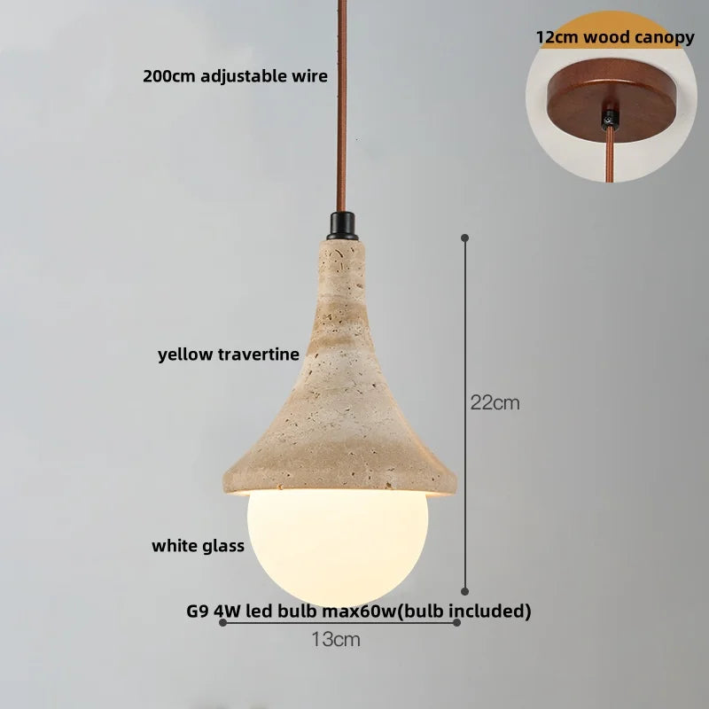 DecorBites™ LED Gourd Pendant Light Aisle Hotel Living Room Fixture Glass Travertine Hang Lamp