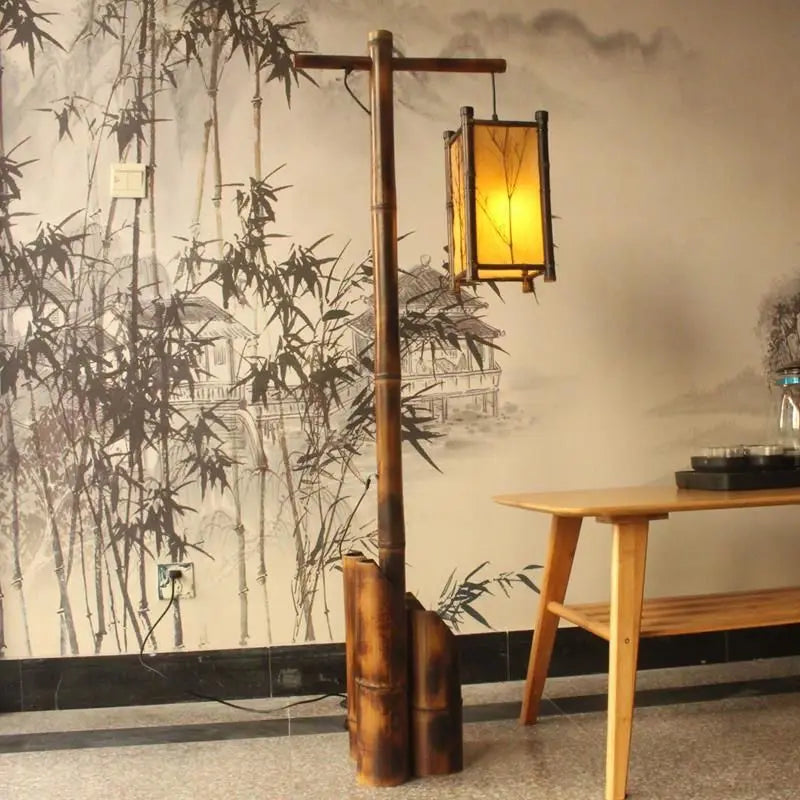DecorBites™ Bamboo Weave Floor Lamp | Retro Design for Zen Living Room & Study