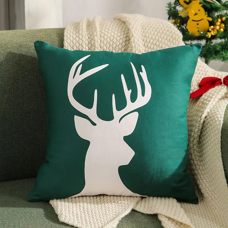 DecorBites™ Christmas Patchwork MerryChristmas Cushion Cover Embroidered Velvet Home Decor