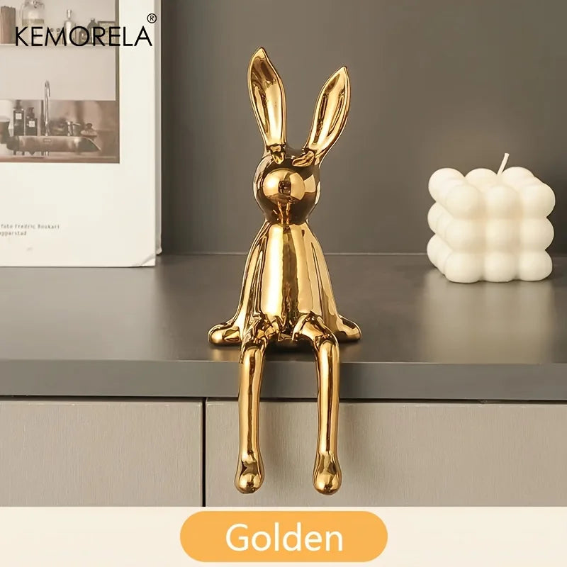 DecorBites™ Ceramic Long-Eared Sitting Rabbit Ornament - Luxury Home Decor Accent