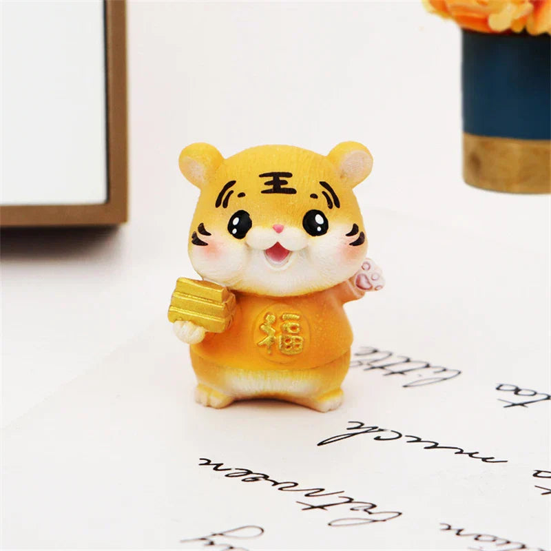 DecorBites™ Lucky Tiger Figurine | New Year Fortune Symbol Home Decor Miniature
