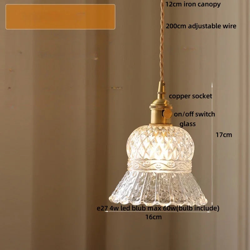 DecorBites™ Amber Glass LED Pendant Light Fixture Modern Home Lighting Plafond Lamp