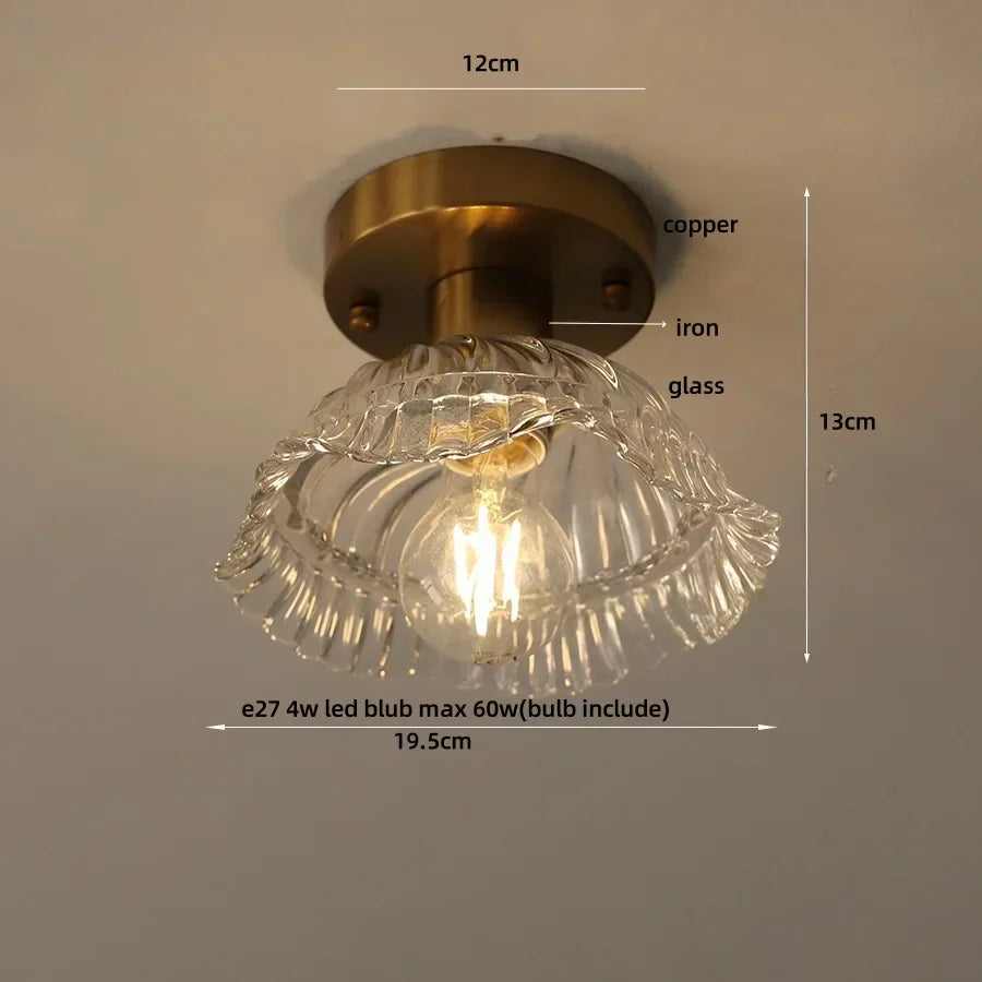 DecorBites™ Glass LED Ceiling Light for Living Room, Modern Copper Canopy, Nordic Style Fixtures