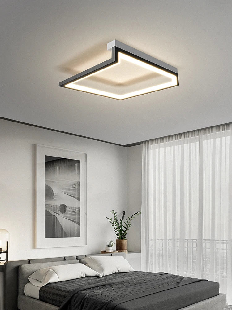DecorBites™ Black Square LED Smart Chandelier for Minimalistic Home Decor
