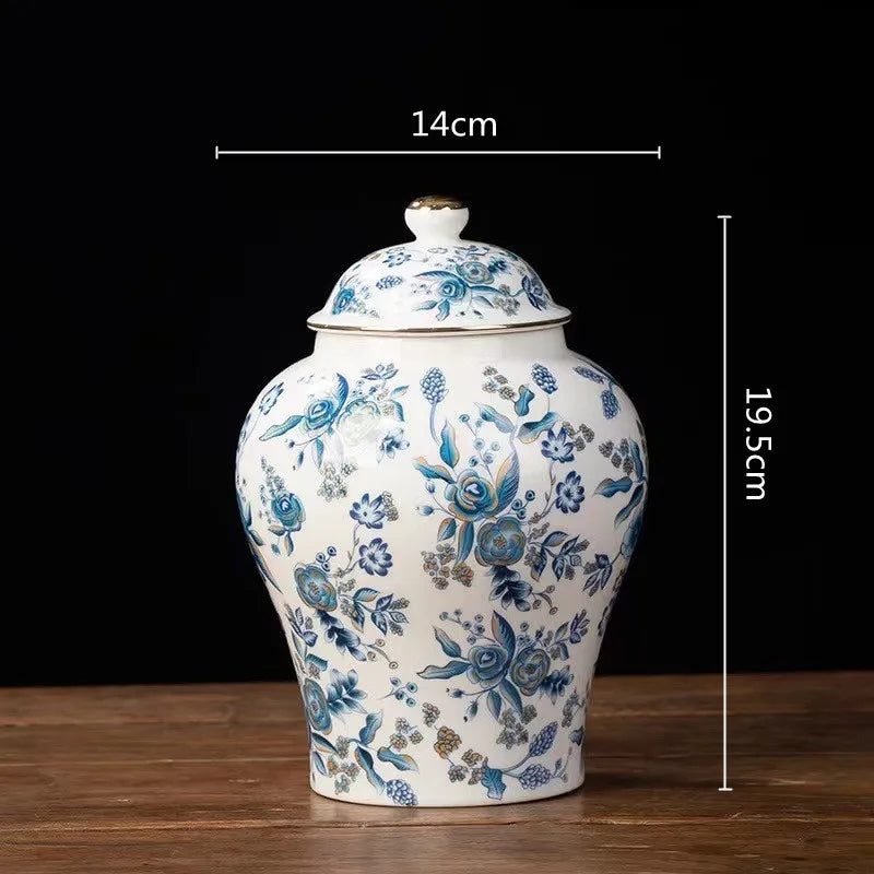 DecorBites™ Blue & White Porcelain Tea Pot Sealed Storage Container
