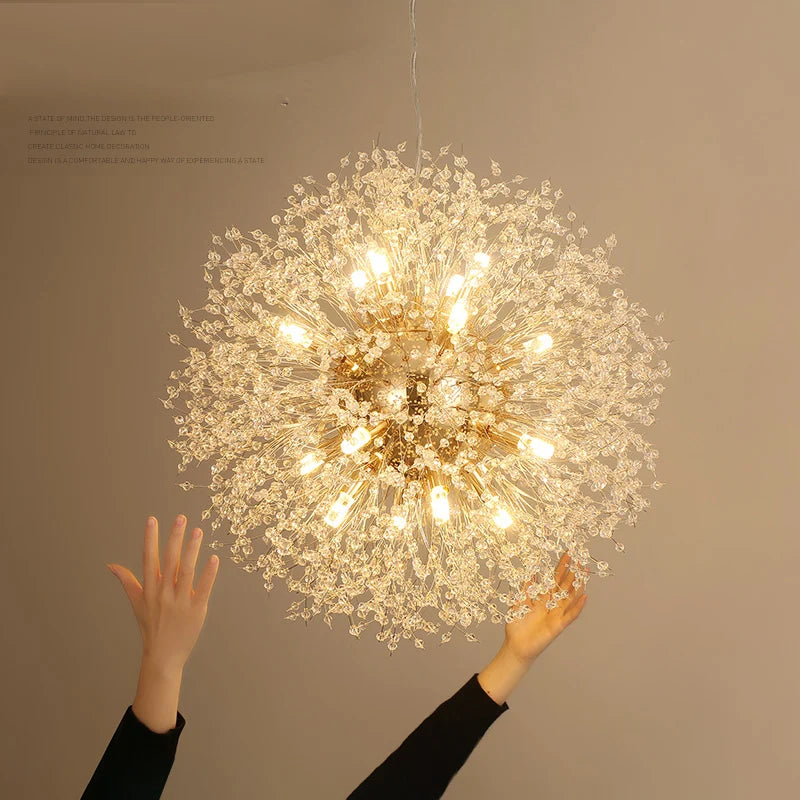DecorBites™ Dandelion Spark LED Chandelier – Modern Art Crystal Lamps for Home Decor