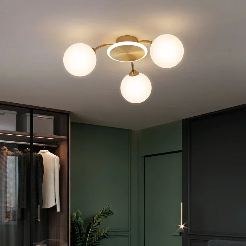 DecorBites™ Ball Glass Ceiling Light in Gold for Living Room, Dining, Bedroom by DecorBites™