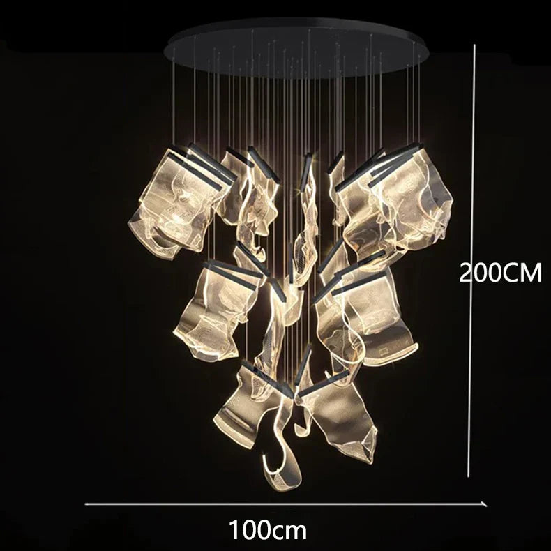 DecorBites™ Crystal Chandelier Stair Pendant Lamp Living Room Lighting
