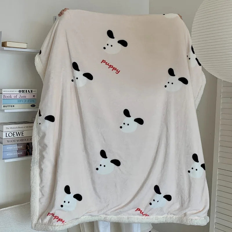DecorBites™ Cartoon Lamb Wool Blanket - Thick, Printed Coral Fleece Sofa Cover