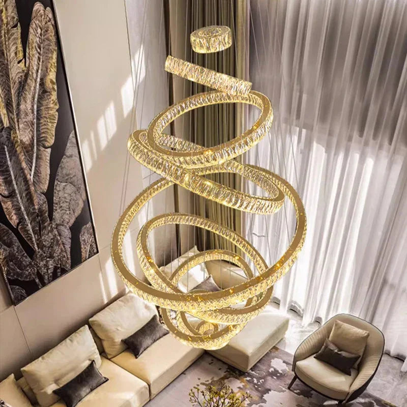 DecorBites™ Crystal Chandelier Stair Pendant Lamp Living Room Lighting Modern Interior Decor