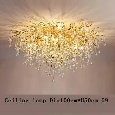 DecorBites™ Crystal LED Living Room Chandelier, Modern Luxury Water Drop Pendant Lamp