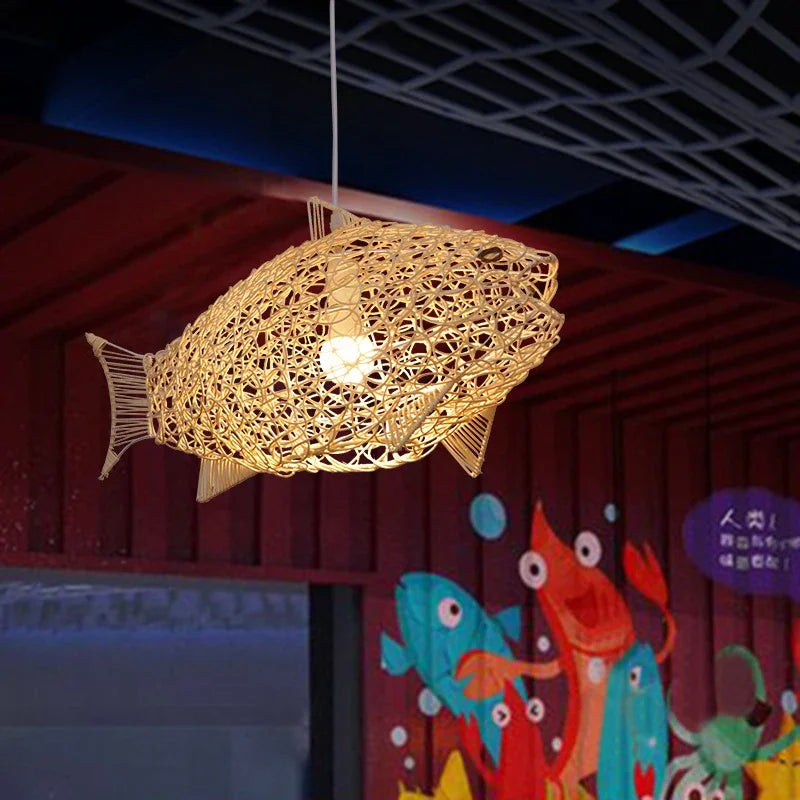 DecorBites™ Bamboo Fish Art Pendant Lights - Nordic LED Fixture for Kitchen & Living Room