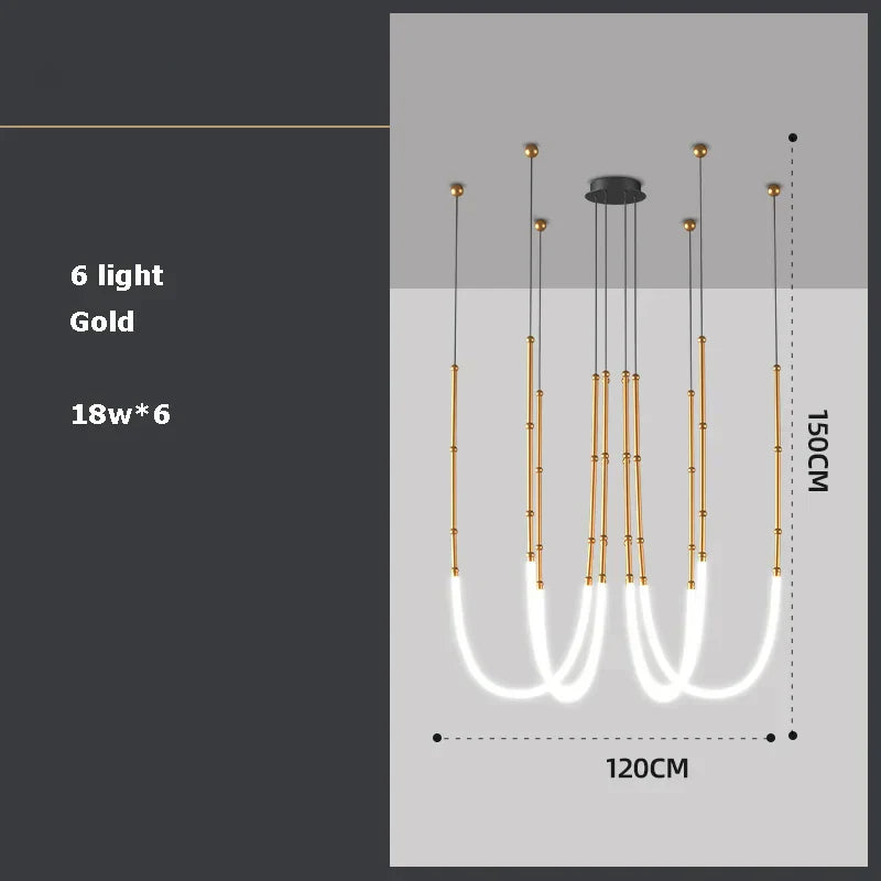 DecorBites™ Art Deco Gold Black LED Designer Pendant Light for Dinning Room