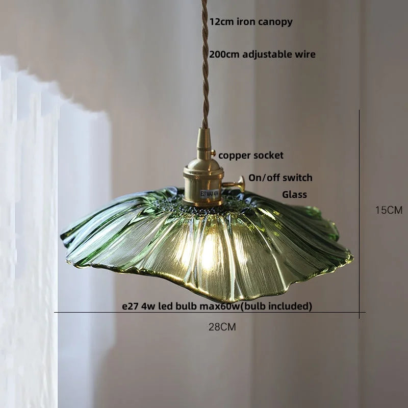 DecorBites™ Amber Flower Glass Pendant Light LED Kitchen Decor Home Reading Room