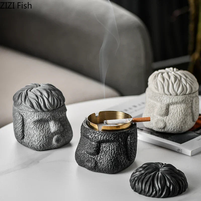 DecorBites™ Abstract Figure Portraits Cement Ashtray Smoking Accessories Gift