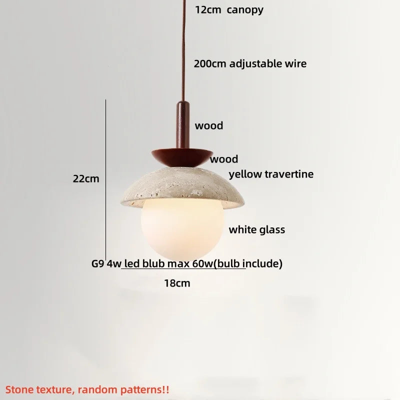 DecorBites™ LED Wood Pendant Light Fixture Wabi Sabi Hang Lamp for Living Room