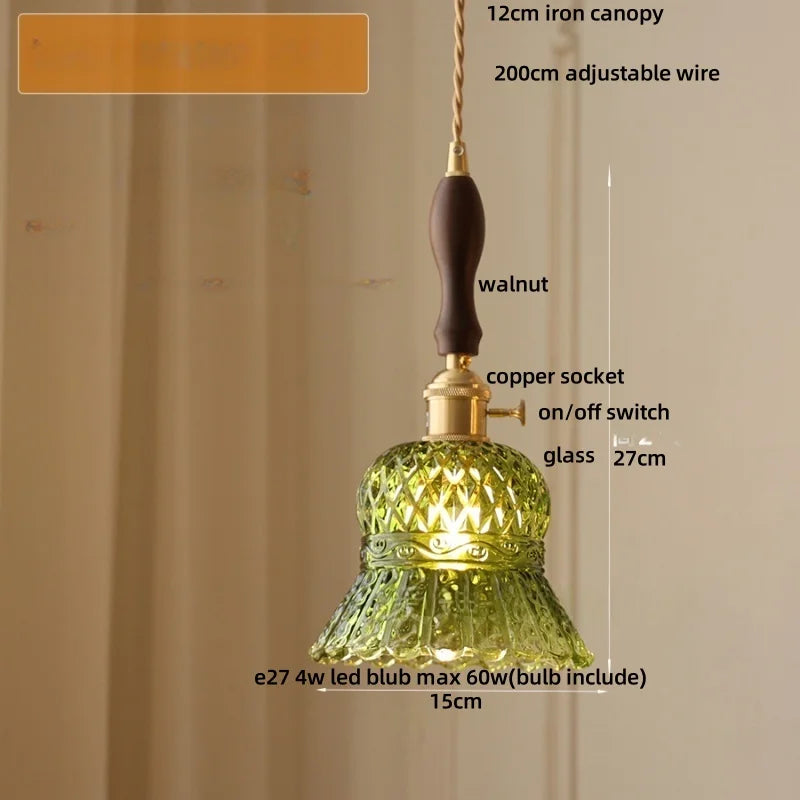 DecorBites™ Amber Glass LED Pendant Light Fixture Modern Home Lighting Plafond Lamp