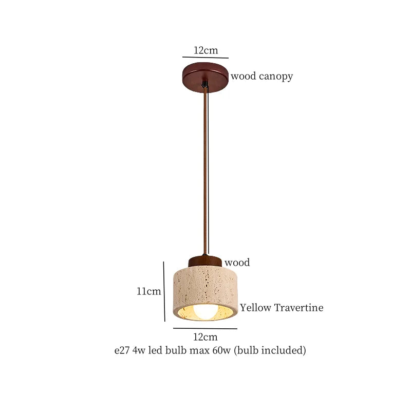 DecorBites™ LED Wood Yellow Travertine Pendant Light for Living Room Bedside - Nordic Interior Lighting