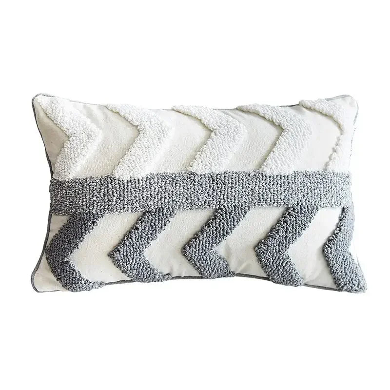 DecorBites™ Geometric Tufted Tassel Cushion Cover Cotton Canvas Fall Pillow Cover