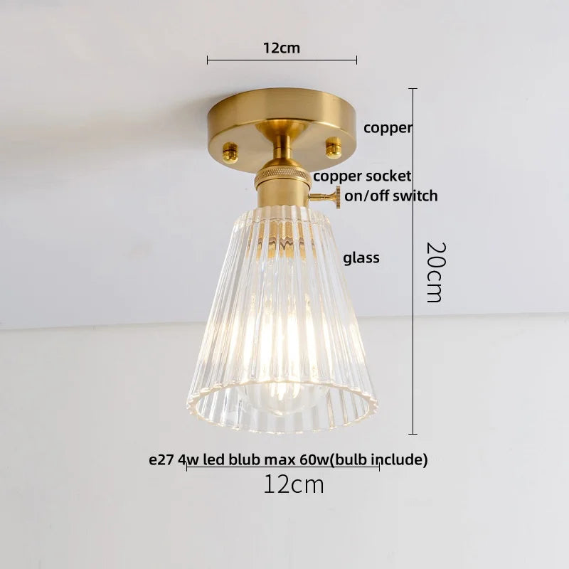 DecorBites™ Glass Grid LED Ceiling Lamp: Luxury Crystal Nordic Copper Ceiling Lights