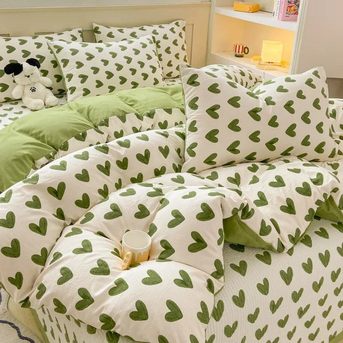 DecorBites™ Cartoon Cat Floral Duvet Cover Set - Pink Kids Girls Bedroom Decor