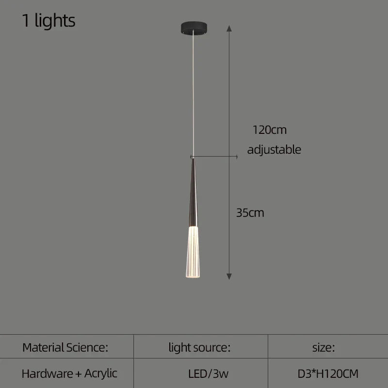 DecorBites™ Acrylic Cone Pendant Light for Villa Stair, Kitchen, and Restaurant.