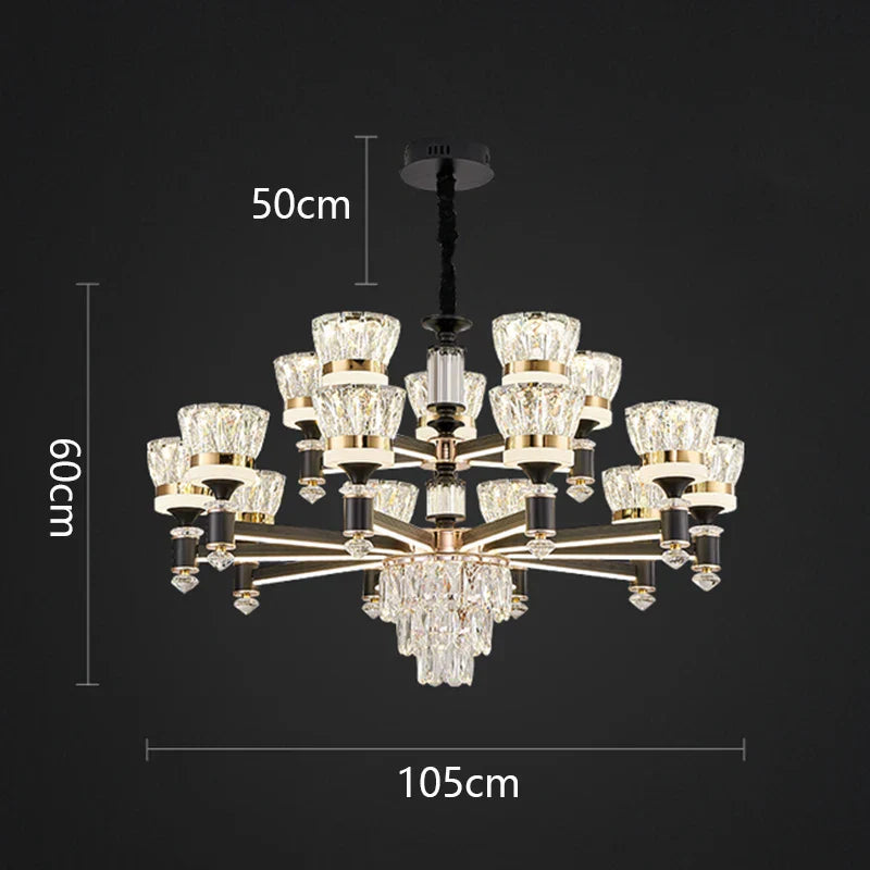 DecorBites™ Crystal Chandelier Pendant Light for Living and Dining Room Luxury Home Decor