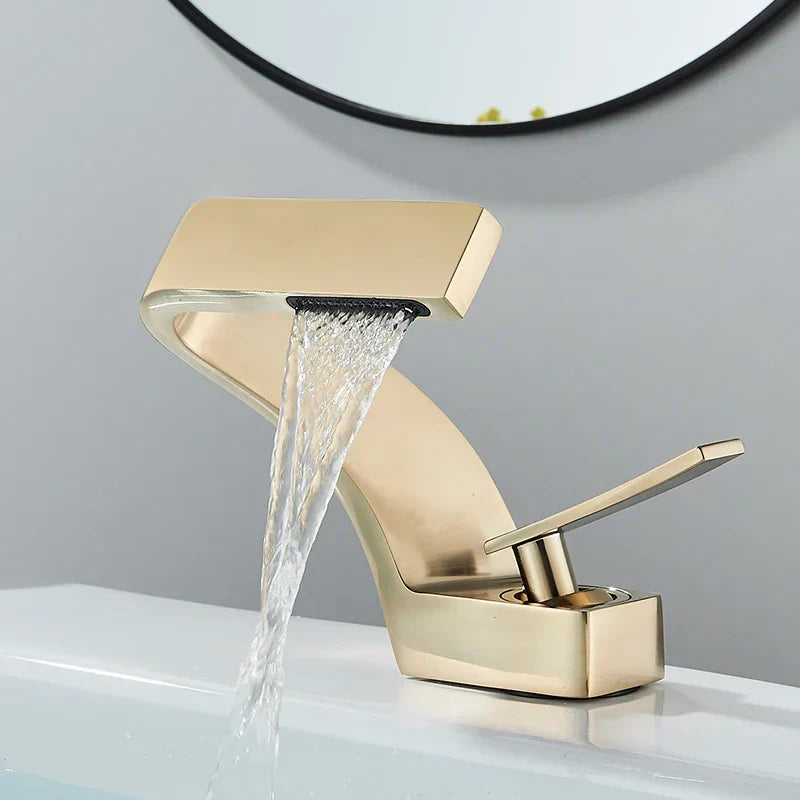 DecorBites™ Black Waterfall Bathroom Basin Faucet Cold Hot Mixer Deck-mounted Simple Design