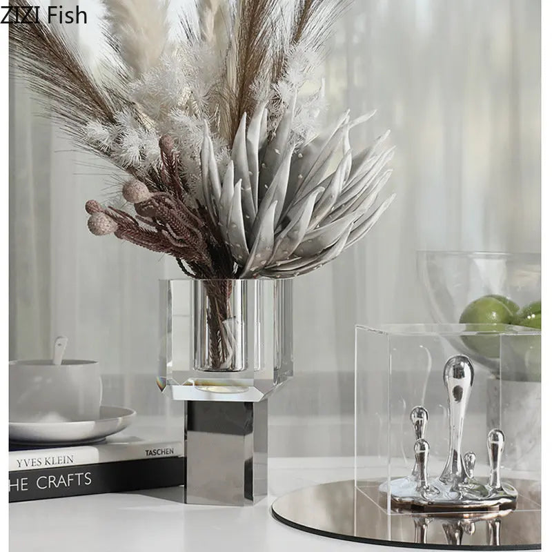 DecorBites™ Crystal Clear Glass Vase for Potted Plants and Floral Arrangements