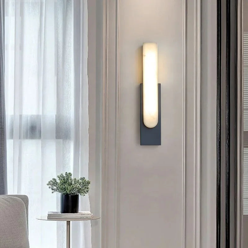 DecorBites™ Grey Metal LED Marble Wall Sconce Lamp for Nordic Modern Bedroom