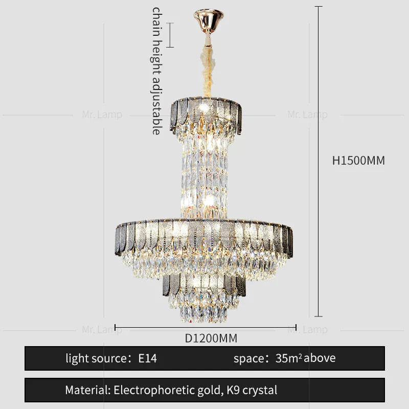 DecorBites™ Crystal Chandelier: Postmodern Multi-layer Luxury for Villa, Hotel Lobby, and Living Room