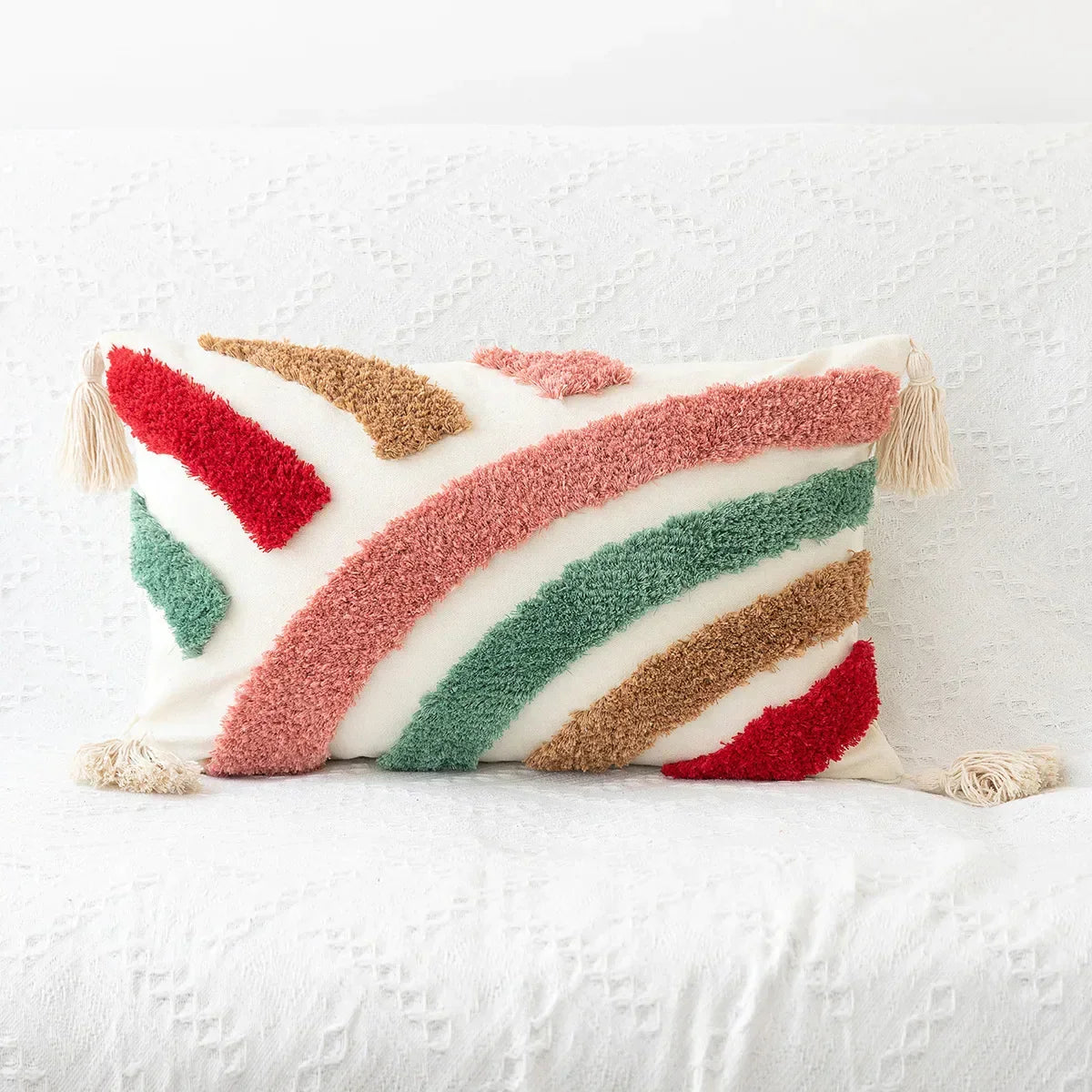 DecorBites™ Boho Geometric Tufted Cushion Cover Cotton Canvas Pillow Covers