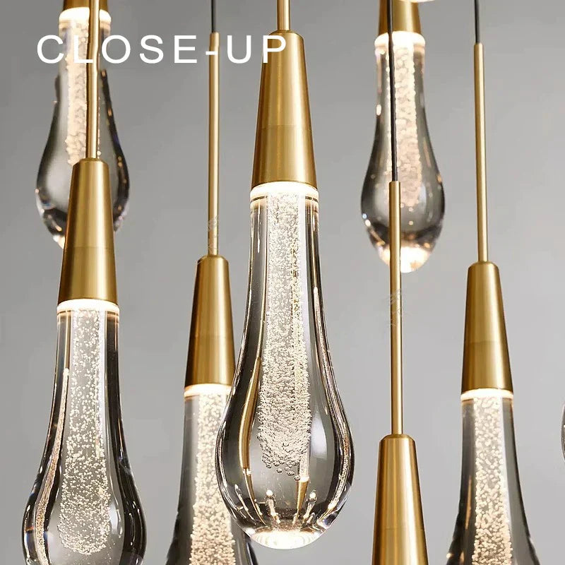 DecorBites™ Crystal Water-drop Ceiling Chandelier, Elegant Dining Room Décor.